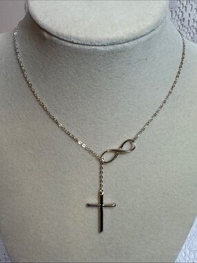 Silver Infinity and Cross Pendant Necklace Women Jewelry 925 Silver stamp 3.68 g